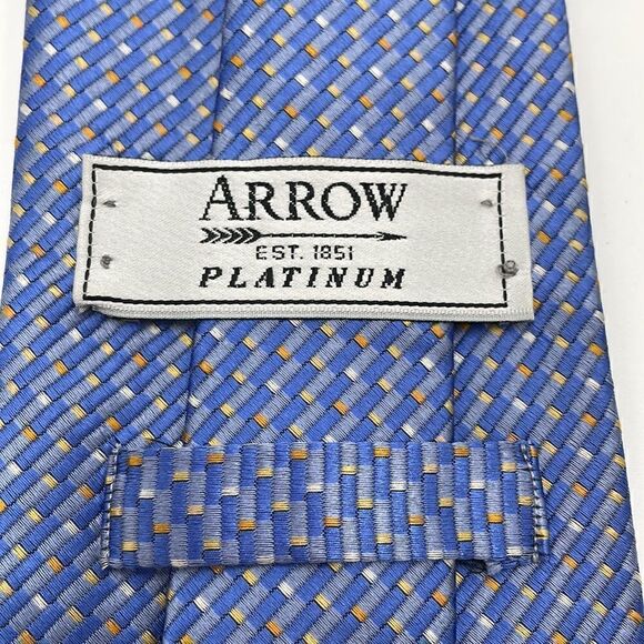 Blue 100% silk arrow platinum necktie - Picture 5 of 6